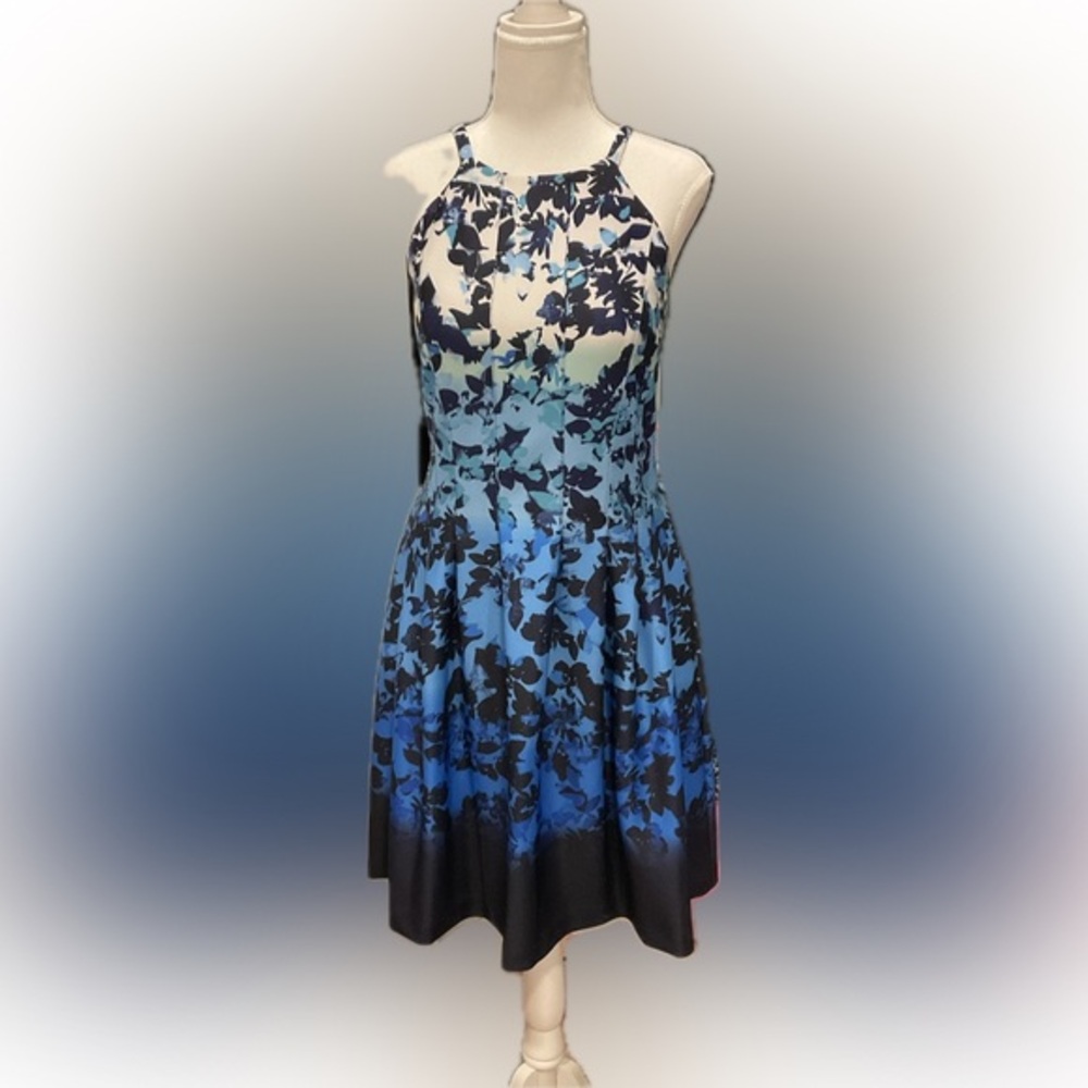 Vince Camuto EUC floral fit and flare midi dress with pockets 12